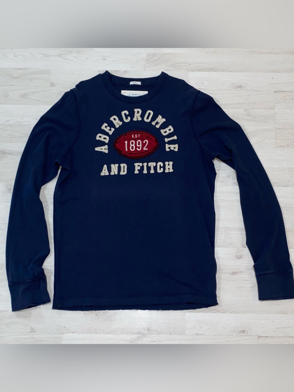 VTG Abercrombie & Fitch LS Shirt Mens XL Blue Muscle Embroidered 90s Y2K